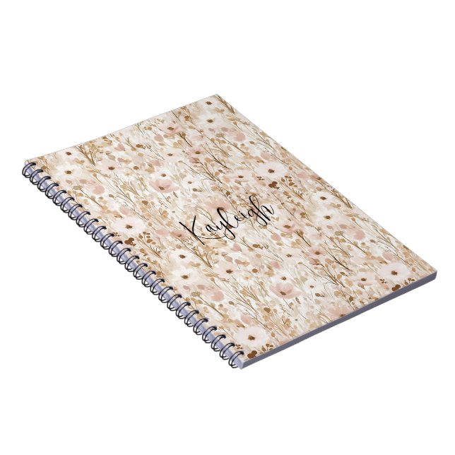 Caderno Espiral Bonito Floral Castanho (Lado Direito)