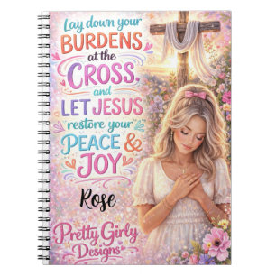 Caderno Espiral Bonito Floral Inspirador Cristão Jesus Feminino