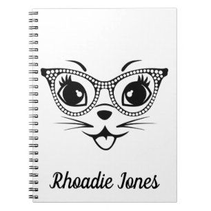 Caderno Espiral Bonito gato preto e branco