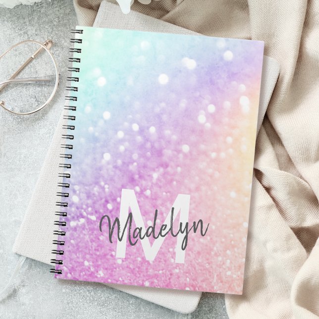 Caderno Espiral Bonito Holographic Glitter Girly Glamorosa (Criador carregado)