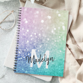 Caderno Espiral Bonito Holographic Glitter Girly Glamorosa