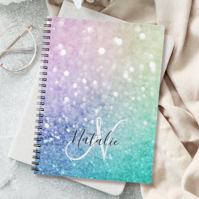 Caderno Espiral Bonito Holographic Glitter Girly Glamorosa (Criador carregado)