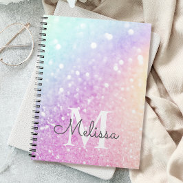 Caderno Espiral Bonito Holographic Glitter Girly Glamorosa