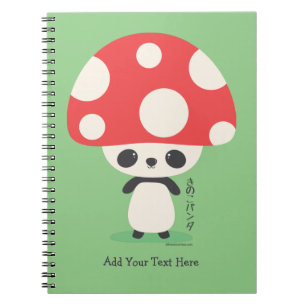 Caderno Espiral Bonito Kawaii Japonês Kinoko Mushroom Panda
