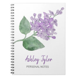 Caderno Espiral Bonito Lilac floral giro fofo personalizado