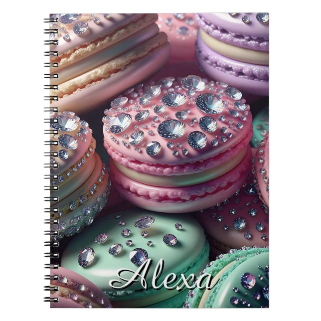 Caderno Espiral Bonito Macaron Bling Personalizado (Frente)