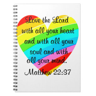 CADERNO ESPIRAL BONITO MATTHEW 22:37 AMOR DESIGN