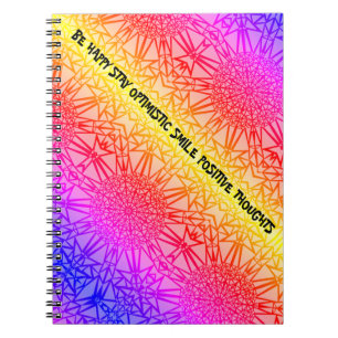 Caderno Espiral Bonito Neon Moon Sun Rainbow Cósmico Colorida