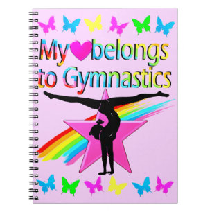 CADERNO ESPIRAL BONITO O MEU CORAÇÃO PERTENCE A GINASTICS RAINBOW