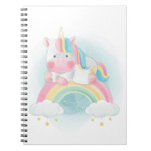 Caderno Espiral Bonito Pastel Unicorn