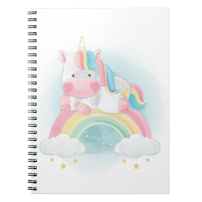 Caderno Espiral Bonito Pastel Unicorn (Frente)