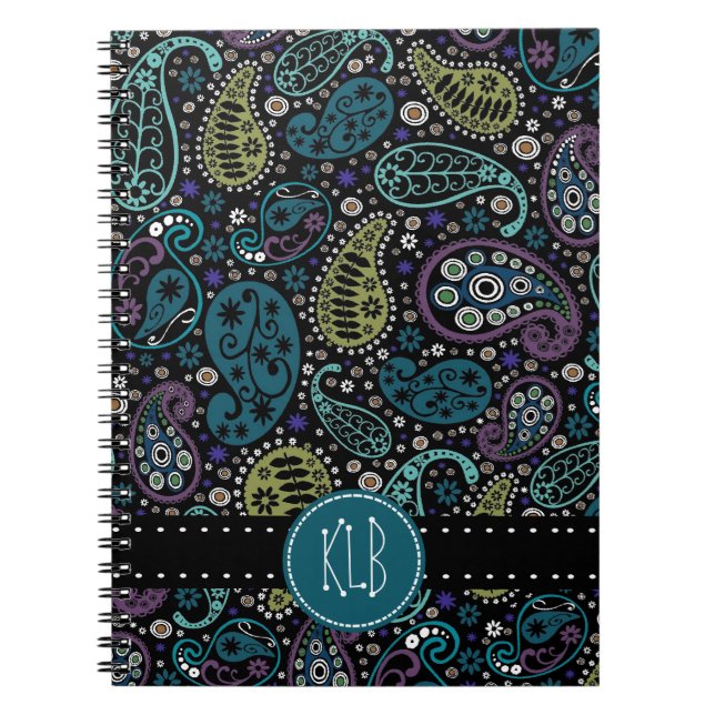 Caderno Espiral Bonito personalizado como um impressão de Paisley (Frente)