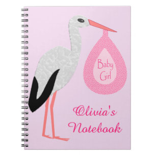 Caderno Espiral Bonito Pink Baby Girl Storey Personalizada