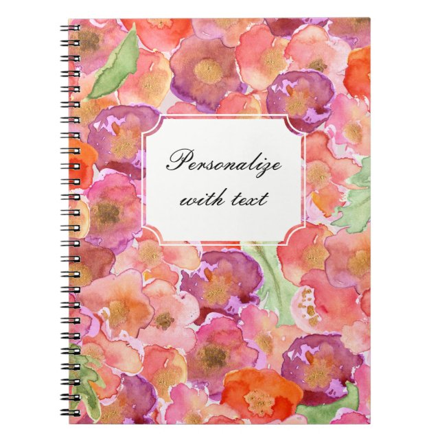 Caderno Espiral Bonito Poppies Watercolor (Frente)