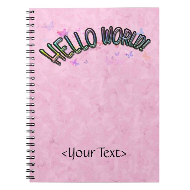 Caderno Espiral Bonito Rainbow Hello World (Frente)