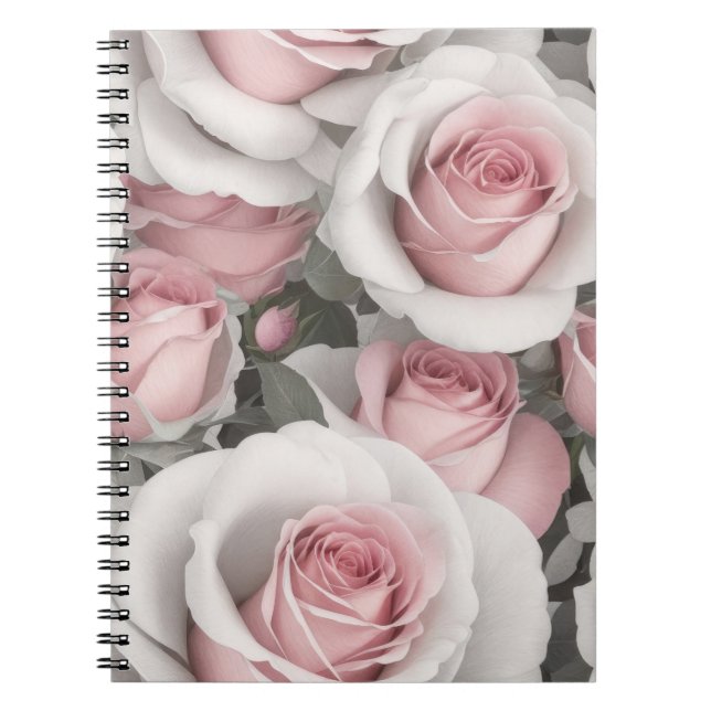 Caderno Espiral Bonito rosas rosa e brancas (Frente)