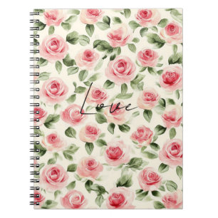 Caderno Espiral Bonito Rosas Rosa Floral