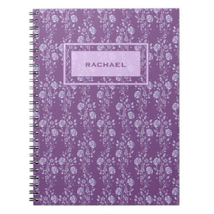 Caderno Espiral Bonito Roxo e Lilac Floral Personalizado