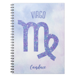 Caderno Espiral Bonito Símbolo de Astrologia Virgo Personalizado R