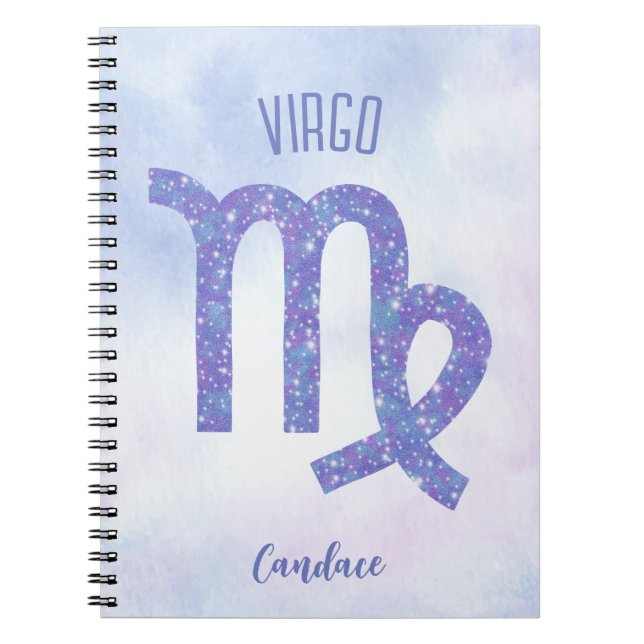 Caderno Espiral Bonito Símbolo de Astrologia Virgo Personalizado R (Frente)
