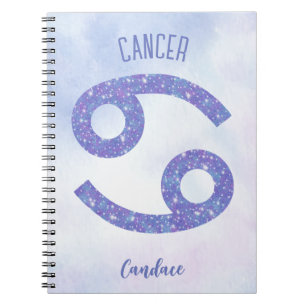 Caderno Espiral Bonito Sinal de Astrologia do Cancer Roxo Personal