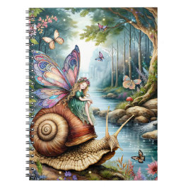 Caderno Espiral Bonito terra de fadas com caracol e borboletas bon