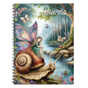 Caderno Espiral Bonito terra de fadas com caracol e borboletas bon