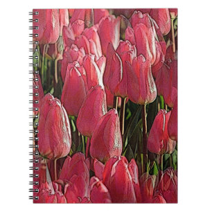 Caderno Espiral Bonito Tulipas Rosa