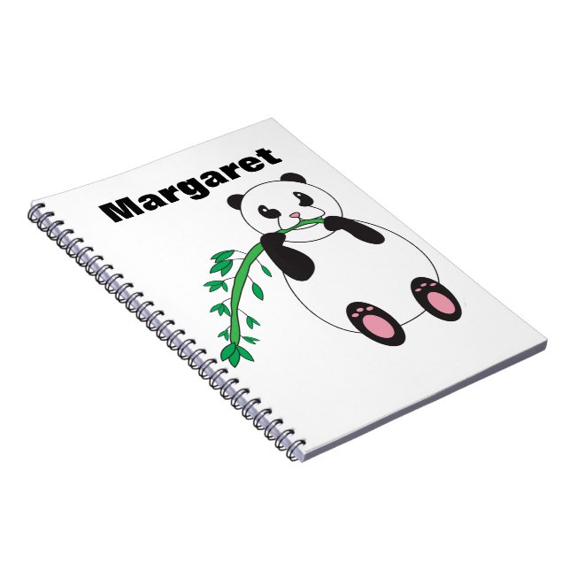 Caderno Espiral Bonito Urso de Panda Comendo Bambu Personalizar (Lado Direito)