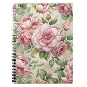 Caderno Espiral Bonito Vintage inspirada em forma rosa,