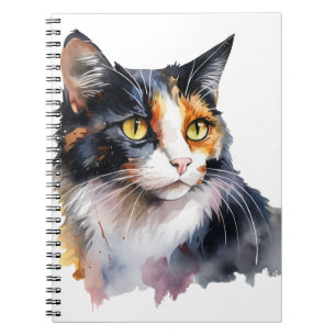 CADERNO ESPIRAL BONITO WATERCOLOR CALICO CAT