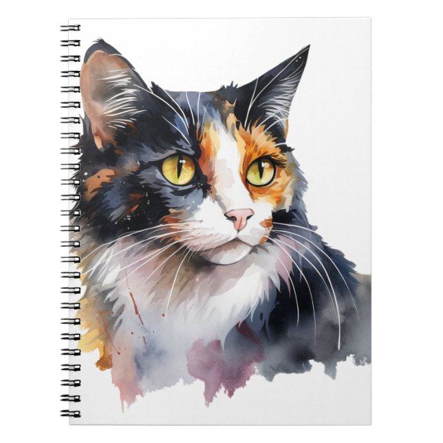 CADERNO ESPIRAL BONITO WATERCOLOR CALICO CAT (Frente)