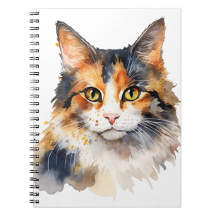 CADERNO ESPIRAL BONITO WATERCOLOR CALICO CAT