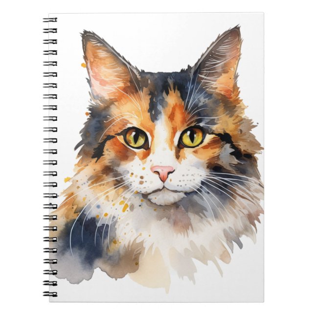 CADERNO ESPIRAL BONITO WATERCOLOR CALICO CAT (Frente)