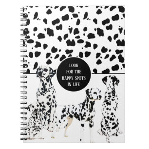 Caderno Espiral Bonitos Dalmatianos Pontos Felizes e Pretos