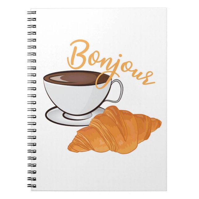 Caderno Espiral Bonjour Croissant Coffee Breakfast - Café Francês (Frente)