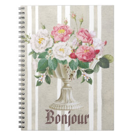 Caderno Espiral Bonjour cute rustic and romantic botanical French