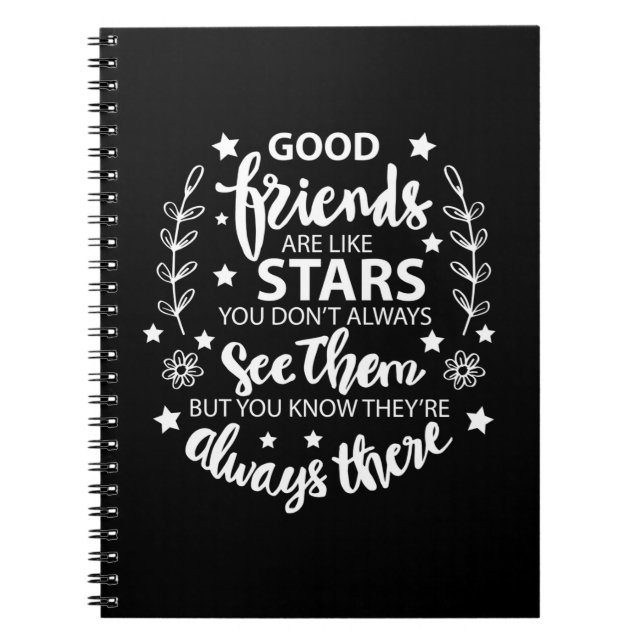 Caderno Espiral Bons Amigos São Como Estrelas (Frente)