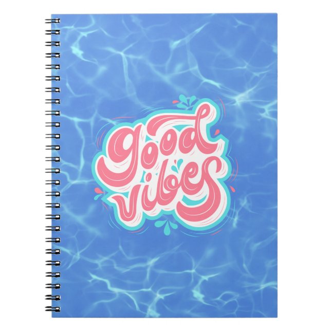 Caderno Espiral Bons Vibes Beach/piscina (Frente)