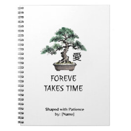 Caderno Espiral Bonsai Tree Sumi-e Style Japanese Love Calligraphy