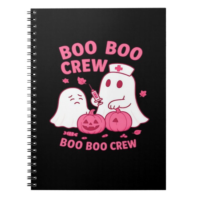 Caderno Espiral Boo Boo Crew Nurse Funny Halloween Ghost Nurse Gir (Frente)