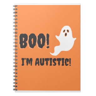 Caderno Espiral Boo! Eu sou autista! t-shirt fantasma.