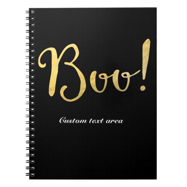 Caderno Espiral Boo! Faux Gold Foil Look Halloween (Frente)