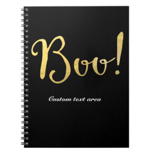 Caderno Espiral Boo! Olhar de Folha de Ouro Falso Halloween