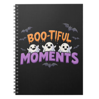 Caderno Espiral Boo-Tiful Moments Cute Halloween Ghosts and Bats