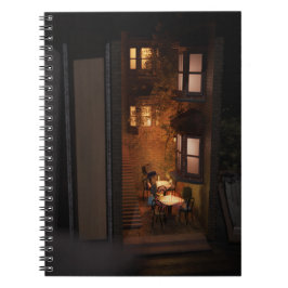 Caderno Espiral Book nook diorama - pequeno café