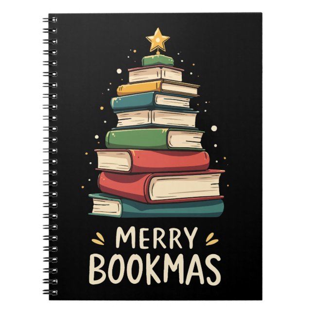 Caderno Espiral Bookmas felizes - Pilha Festiva de Livros (Frente)