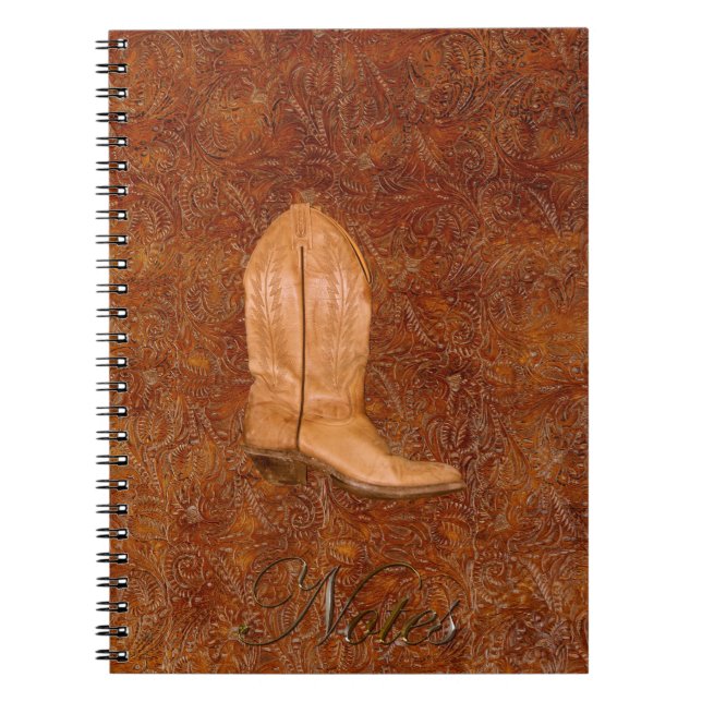 Caderno Espiral Boot de Cowgirl no estilo ocidental Faux Tooling L (Frente)