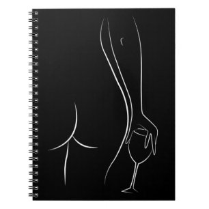 Caderno Espiral Booty and wine oclock - B&W