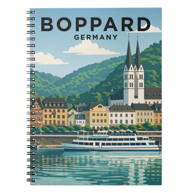 Caderno Espiral Boppard Germany Vintage Travel Art (Frente)